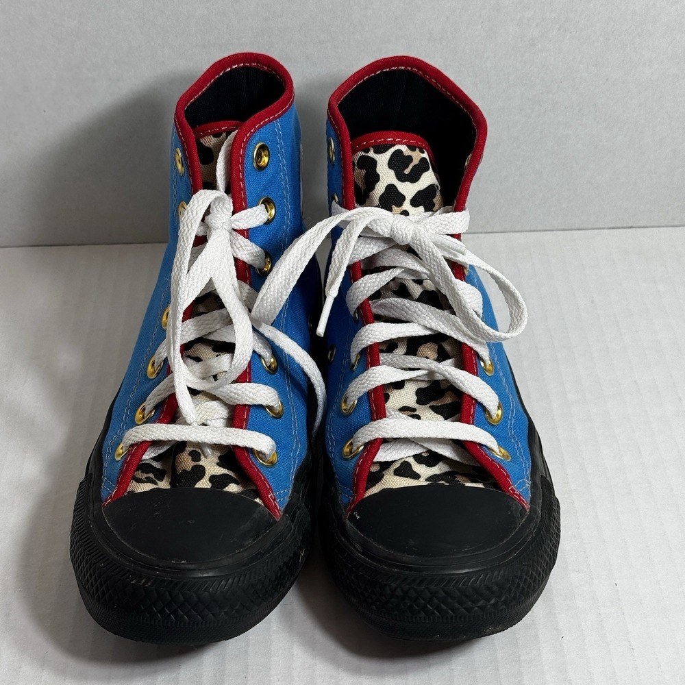 Converse Chuck Taylor All Star High Top Blue Leopard Print Womens 6 Mens 4 - Picture 2 of 7